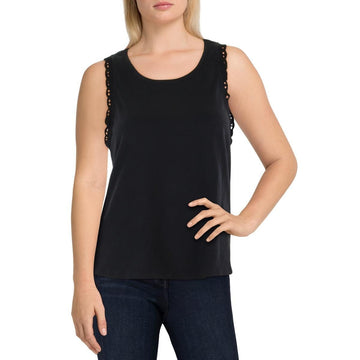 Lucky Brand Womens Lace-Trim Swing Tank Top Jet Black Size M