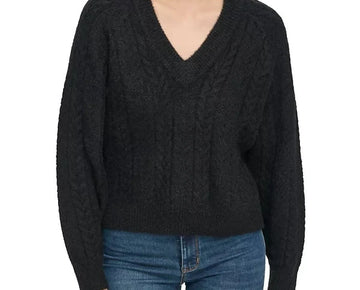 DKNY Jeans Women's Long-Sleeve Novelty Knit Sweater Black Size L MSRP $89