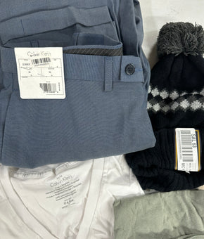 Men's Clothing Assorted Wholesale Lot, ADIDAS, CALVIN KLEIN, PORTFOLIO, AMERICAN RAG, CLUB ROOM, AMERICAN APPAREL and more, 18 items, Shelf Pulls, MSRP $561