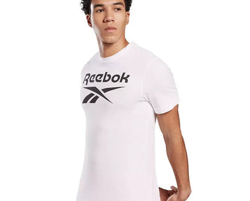 Reebok Men's Stacked Logo Tee White Size L MSRP $25