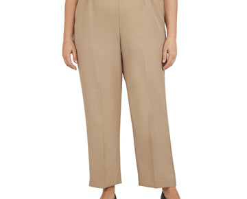 Alfred Dunner Women's Plus Size 16W Solid Elastic Waist Pants Beige