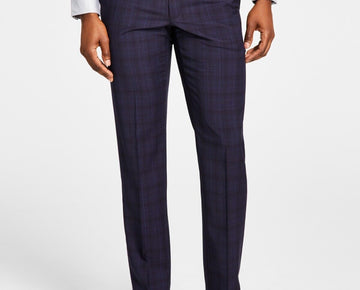 Michael Kors Men's Modern Fit Wool-Blend Plaid Suit Pants Blue Size 32x30 $190