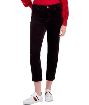 Tommy Hilfiger Womens Mid-Rise Corduroy Ankle Pants Dark Purple Size 6 MSRP $55