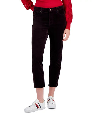 Tommy Hilfiger Womens Mid-Rise Corduroy Ankle Pants Dark Purple Size 6 MSRP $55