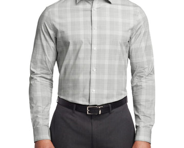 Calvin Klein Men Regular fit Button-Up Shirt Size L 16 X 32-33 Green Plaid