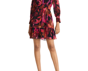 Donna Morgan Women's Printed Fit & Flare Mini Dress Red Size 12 MSRP $148