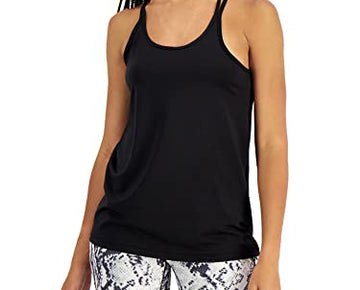 Ideology Women Black Stretch Strappy Back Ventilation Sleeveless Tank Top Size S