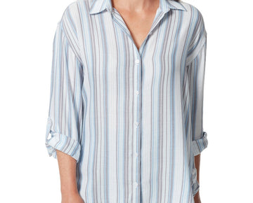 Gloria Vanderbilt Women's Amanda Button down Shirt Blue Size L MSRP $44