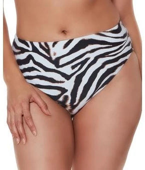 Bar III Zebra-Print Bikini Swimwear Bottoms White Black Size S