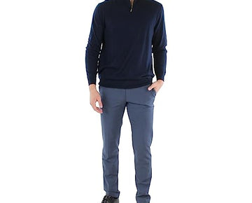 Club Room Mens Wool Blend 1/4 Zip Sweater Navy Size L