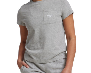 Reebok Womens Small Logo Graphic T-Shirt, Grey, Size S