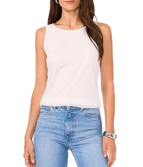 Vince Camuto Women's Crewneck Keyhole-Back Tank Top Ivory Size L
