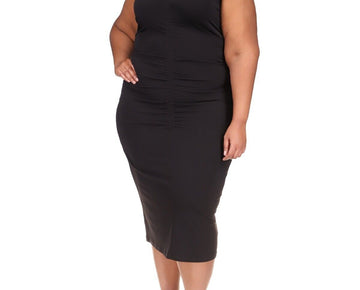 Michael Kors Plus Size Sleeveless Ruched Dress Black SIze 0X MSRP $140