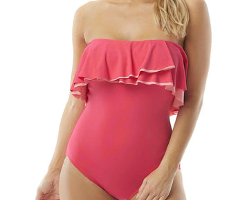 Coco Reef Contours Ruffled Swimsuit Womens Pink Size 16/40D MSRP $132