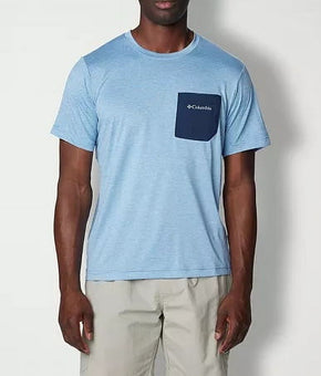 COLUMBIA Mens Regular fit Short Sleeve Graphic T-Shirt Shirt Small Blue Solid