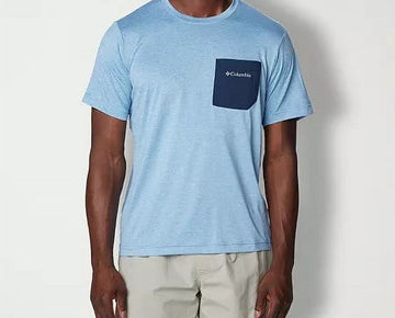 COLUMBIA Mens Regular fit Short Sleeve Graphic T-Shirt Shirt Small Blue Solid