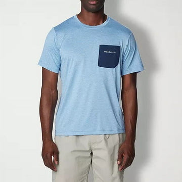 COLUMBIA Mens Regular fit Short Sleeve Graphic T-Shirt Shirt Small Blue Solid