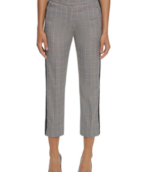 Tommy Hilfiger Womens Plaid Skinny Cropped Pants Grey Black Size 14