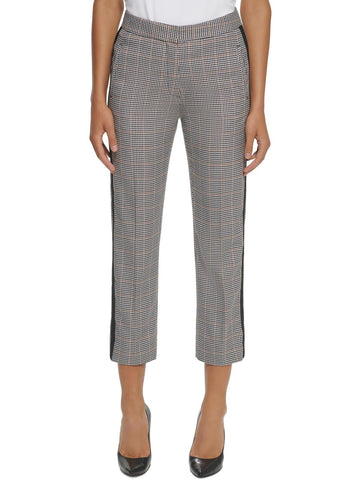 Tommy Hilfiger Womens Plaid Skinny Cropped Pants Grey Black Size 14