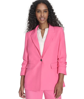 Calvin Klein Petite Size 10P One-Button 3/4-Sleeve Flap pockets Blazer Pink $159