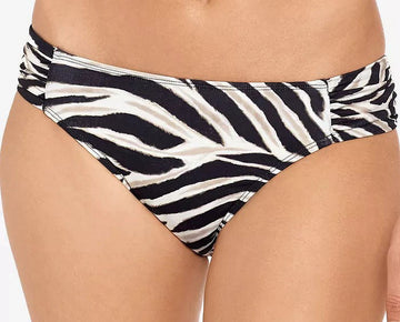 Ralph Lauren BROWN Zebra Shirred Side Tab Hipster Bikini Swim Bottom, US Size 12