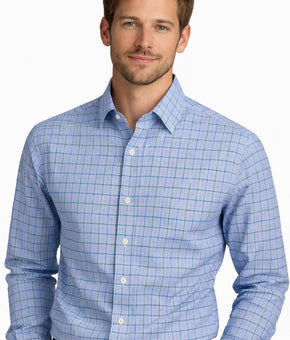 James Tattersall Button Down Shirt Checks Size 16/16.5 L Blue 100% Cotton