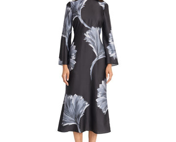 Donna Morgan Women's Printed Cutout-Back Midi Dress Grey Black Size 10 MSRP $148