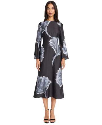 Donna Morgan Women's Printed Cutout-Back Midi Dress Grey Black Size 10 MSRP $148