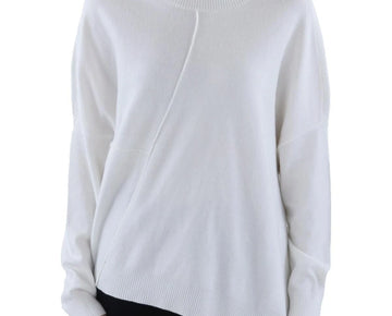 DKNY Womens Mixed-Stitch Asymmetric Pullover Top Size XL Ivory MSRP $109