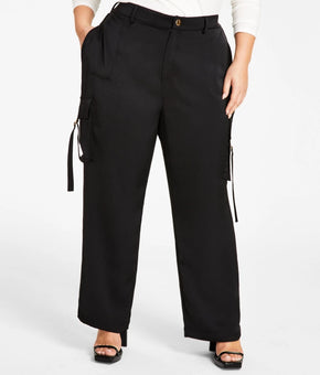 Nina Parker Trendy Plus Size 24W Straight-Leg Cargo Pants Black MSRP $99