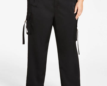 Nina Parker Trendy Plus Size 24W Straight-Leg Cargo Pants Black MSRP $99