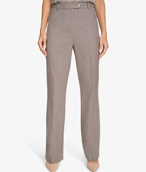 Calvin Klein Women's Straight-Leg Pinstripe Pants Brown Size 12 MSRP $99