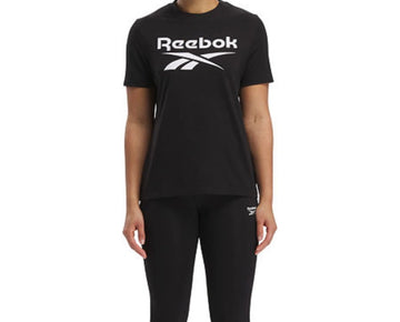 Reebok T-Shirt Womens Size S Black Graphic Crew Neck Short Sleeve Pullover