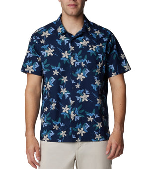 Columbia Men Regular fit Short Sleeve Button-Up Shirt Size S Blue Floral