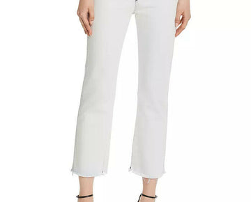 3x1 Austin High Rise Straight Crop Jeans Size 24 Raw Hem Light Blue MSRP $245