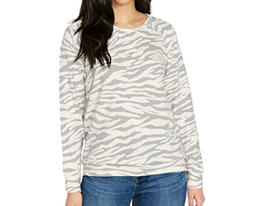 Buffalo Women's Top Size S Printed Cozy Top White Animal Print Small