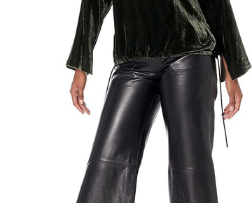 Theory Women's Slit Pullover, Hunter, Size L Dark Green Velvet MSRP $195