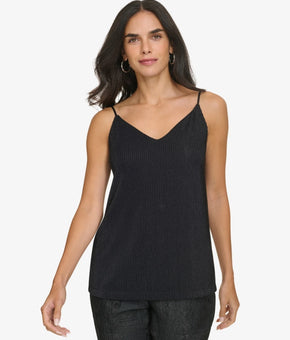 Calvin Klein Women's Sparkle Ribbed Camisole Black Size M MSRP $59