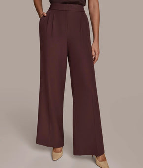 Donna Karan New York Women's Wide-Leg Pants Size 10 MSRP $109 Wine Red
