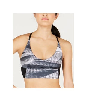 Nike Swim Top Womens Size S Black Geometric Athletic Bikini Swimwear MSRP $64