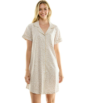 Jaclyn Woman's Short Sleeve Nightgown with Shirt Tail