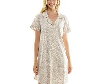 Jaclyn Woman's Short Sleeve Nightgown with Shirt Tail