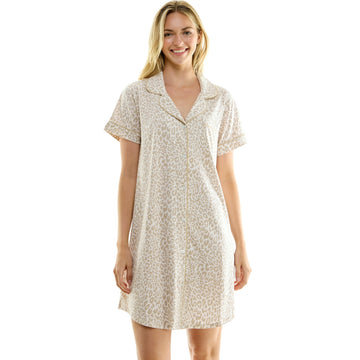 Jaclyn Woman's Short Sleeve Nightgown with Shirt Tail