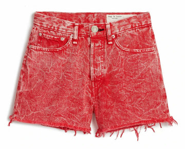 Women's Rag & Bone Maya High Waist Denim Shorts Red Size 24 MSRP $165