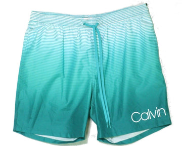 Calvin Klein Men's Quick-Dry Uv 50+Stripe 7" Swim Trunks Green Size 2XL MSRP $60
