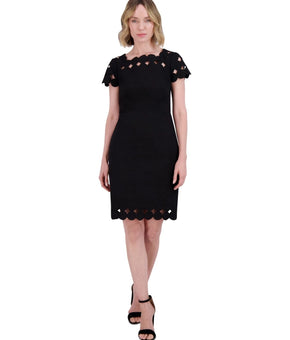 Vince Camuto Women Square-Neck Cutout Shift Dress Size 12 Black Cotton $168