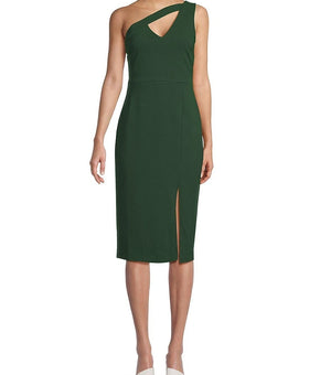 RACHEL Rachel Roy Women's Lara One-Shoulder Midi Dress Green Size L MSRP $109