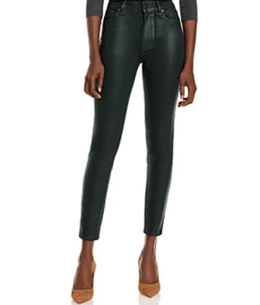 PAIGE Hoxton Ankle Jeans Wild Clover Luxe Coating Dark Green Size 25 MSRP $219