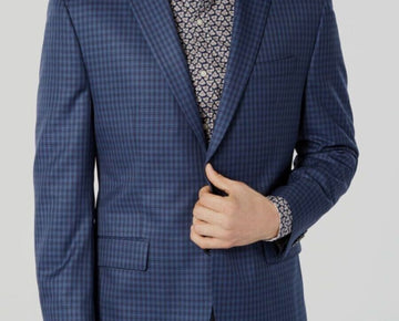 Michael Kors Mens ClassicFit Check Sport Coat Blue Size 42 REG MSRP $295