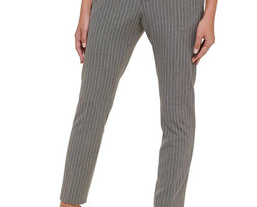 Tommy Hilfiger Womens Pinstripe Stretch Ankle Pants Gray Size 10